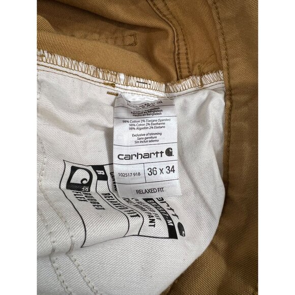 Carhartt Mens Relaxed Fit Duck Work Pants 36x34 Brown Durable Cotton BN2517-M - Picture 2 of 8